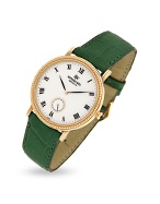 Raymond Weil Emerald Green Croco Stamped Gold Plated Dress