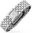 Ladies`Diamond Pave Dial Stainless Steel Watch