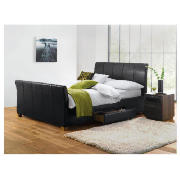 Rayne Double Bed, Black Faux Leather with 2