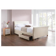 King Bed Cream Faux Leather with 4 Drawers.