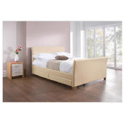 King Bed, Cream Faux Leather with 4