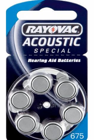 Varta Rayovac Acoustic Special Mercury-Free Size 675 Hearing Aid Batteries - 6-Pack