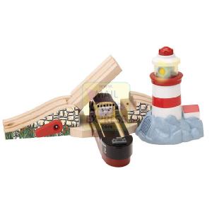 RC2 Learning Curve Thomas Wooden Railway Sights and Sounds Lighthouse Bridge