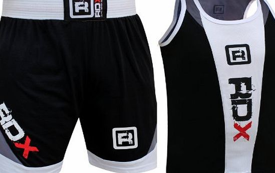 RDX Authentic RDX Boxing Gym Vest amp; Shorts Set MMA Muay Thai Mens UFC Wear Rash Guard Top