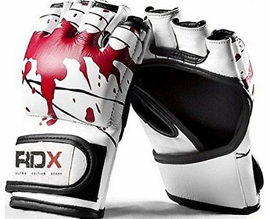 Authentic RDX Leather Gel Tech MMA UFC Grappling Gloves Fight Boxing Punch Bag K