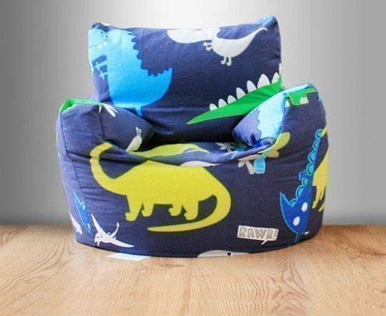 Childrens Filled Bean Chair Dinosaurs In the Dark Design, Matching Bedding and Curtains Also Available