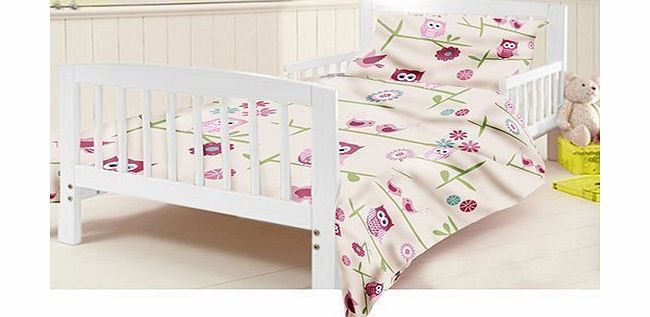 Ready Steady Bed Childrens Junior Cot Bed Size Owls Print Duvet Cover Set. Size: 120cm x 150cm
