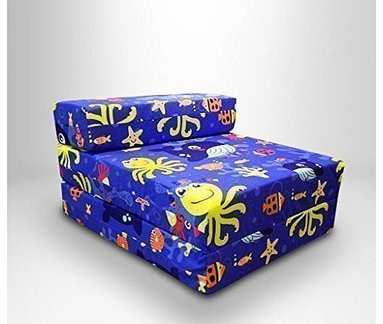 Childrens Single Fold Out Z Bed Chair Aqua Time