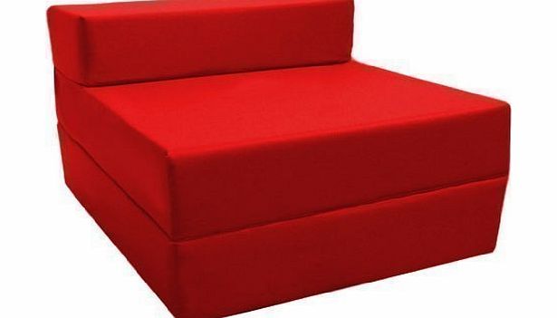 Comfortable Fold Out Z Bed Chair in Red. Soft, Comfortable & Lightweight with a Removeable Waterproof Cover. Available in 10 Colours.
