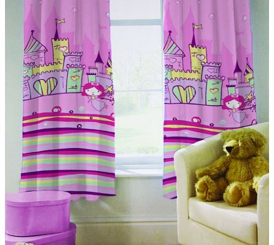Ready Steady Bed Curtains 66`` x 54`` Princess Castle with Tie Backs