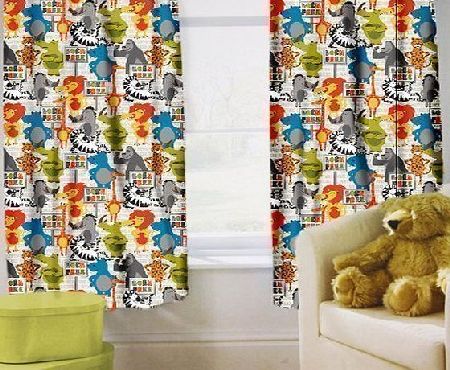 Preorder for 14/12/2014 Delivery - Childrens Printed Curtains Born Free Design with Tiebacks. Size: 66`` x 54``