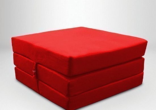 Ready Steady Bed Red Water Resistant Fold Out Z Bed Cube Mattress with Fastening