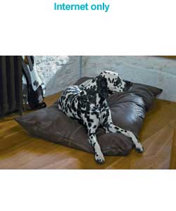 Real Leather Cushion Dog Bed - Brown