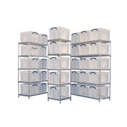 Really Useful 2 Bay racking   10 boxes 35L clear
