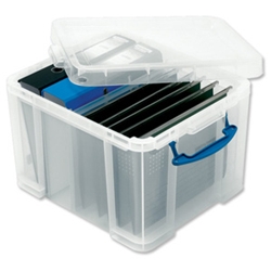 Really Useful Filing Box Plastic 35 Litre Clear