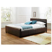 Brown Faux Leather Double Bedstead And