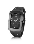 Mens Black Stainless Steel and Rubber Strap