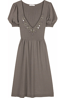 Bead embellished mini dress