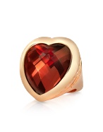 Tropezienne - Gold Plated Red Stone Heart Ring