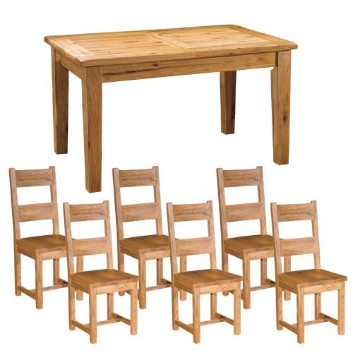 Reclaimed Oak Dining Set   Wooden Chairs 908.562
