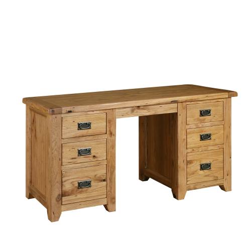 Reclaimed Oak Furniture Range Reclaimed Oak Dressing Table - Double Pedestal