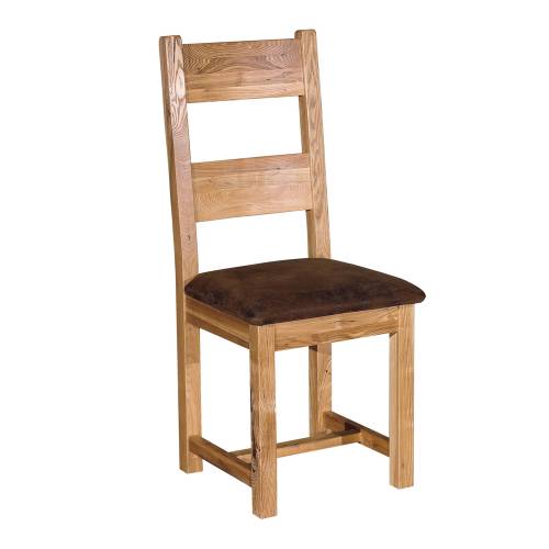 Reclaimed Oak Furniture Reclaimed Oak Dining Chairs with Fabric Seat x2