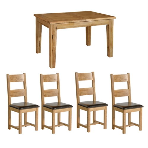Reclaimed Oak Small Dining Set with 4 Chairs