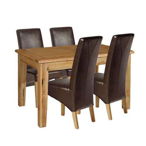 Reclaimed Oak Small Dining Set with Leather