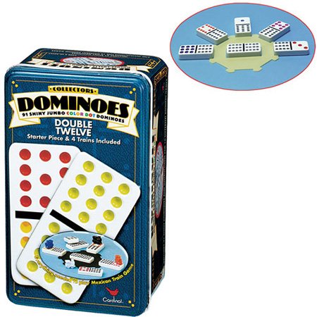 Collectors Double 12 Colour Dot Dominoes In Tin