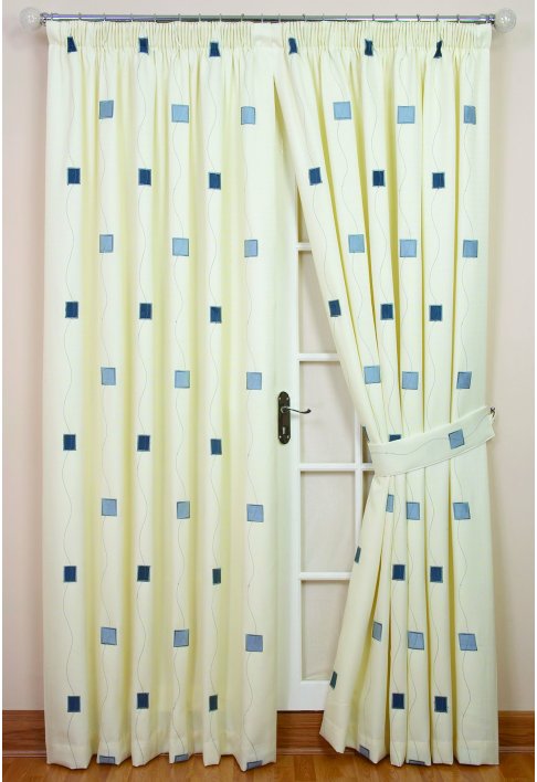 Rectella Cubik Blue Lined Curtains