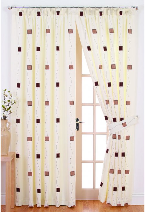 Rectella Cubik Caramel Lined Curtains