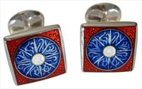 Red / Blue New Sun Cufflinks by Fiona Rae