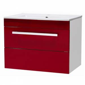 Red 600mm Wall Mounted Basin and Cabinet