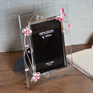 Red Butterfly and Glass 5 x 7 Photo Frame