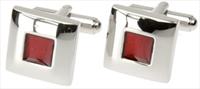 Red Chunky Enamel Cufflinks by Simon Carter