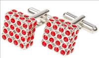 Red Crystal Cage Cufflinks by Simon Carter