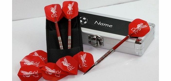 Red Dragon Darts FB13 Liverpool Football Club Dart Flights (3 Sets) with Red Dragon 18g Tungsten Darts, Personalised Football Fanatic Darts Case plus FREE Red Dragon Checkout Card