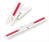 red Enamel Silver Flatlinks by Stewart/Stand
