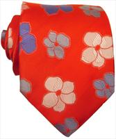 Red Funky Flower Silk Tie by Simon Carter