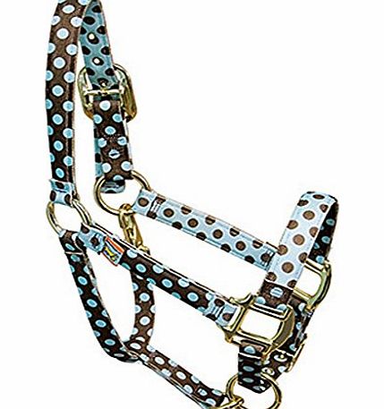 Red Haute Horse PJ Pet Products Polka Design High Fashion Premier Quality Horse Head Collar, Small, Pink/ Brown