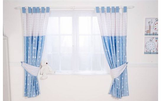 Red Kite Tab Top Curtains Blue - Hello Ernest with Tie Backs
