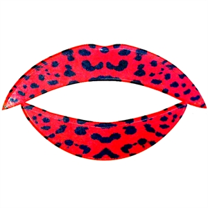Red Leopard Print Lip Tattoos
