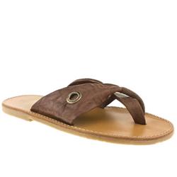 Red Or Dead Female Masai Ii Leather Upper Flat Sandals in Brown