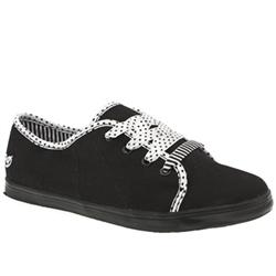 Female Patch Fabric Upper Low Heel Shoes in Black and White, Multi