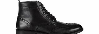 Glaven black leather brogue boots