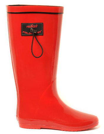 Redfoot Folding Rain Boot - Patent Red