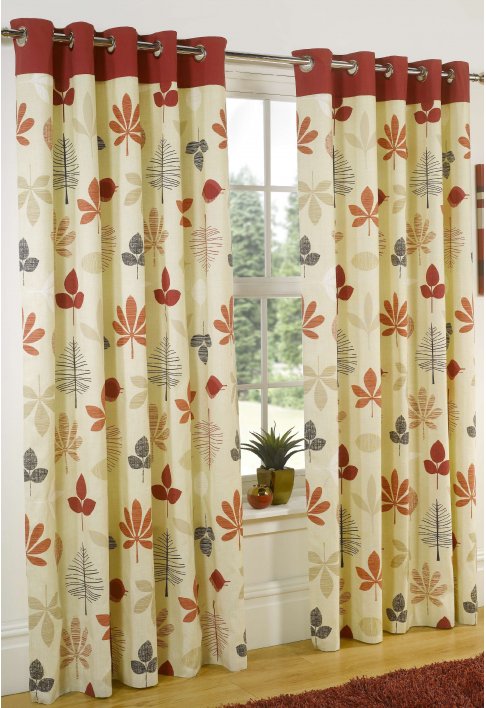 Redwood Red Lined Eyelet Curtains