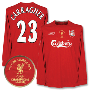 Reebok 04-06 Liverpool Home L/S   CL Final Transfer   CL Patch   Carragher 23