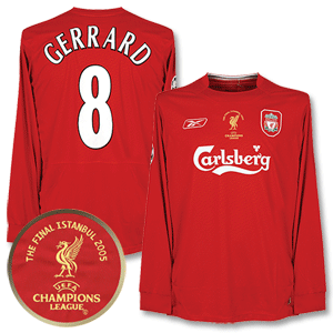 Reebok 04-06 Liverpool Home L/S   CL Finalist Transfer   CL Patch   Gerrard 8