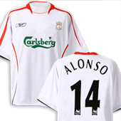 Reebok Liverpool Away Shirt 2005/06 - Juniors with Alonso 14 printing.
